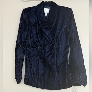 Vintage navy Velvet Double-Breasted Blazer Jacket, sz 12